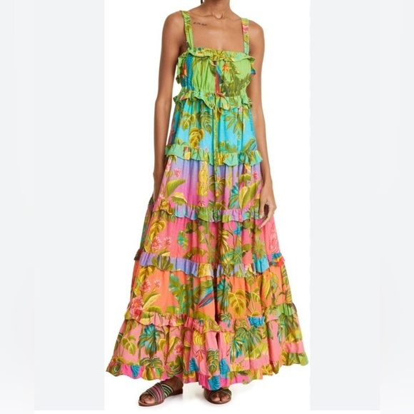 Farm Rio Amazonian ombré tiered maxi dress XS NWT - Picture 5 of 6
